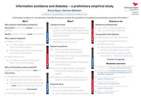 poster on 'information avoidance and diabetes' project